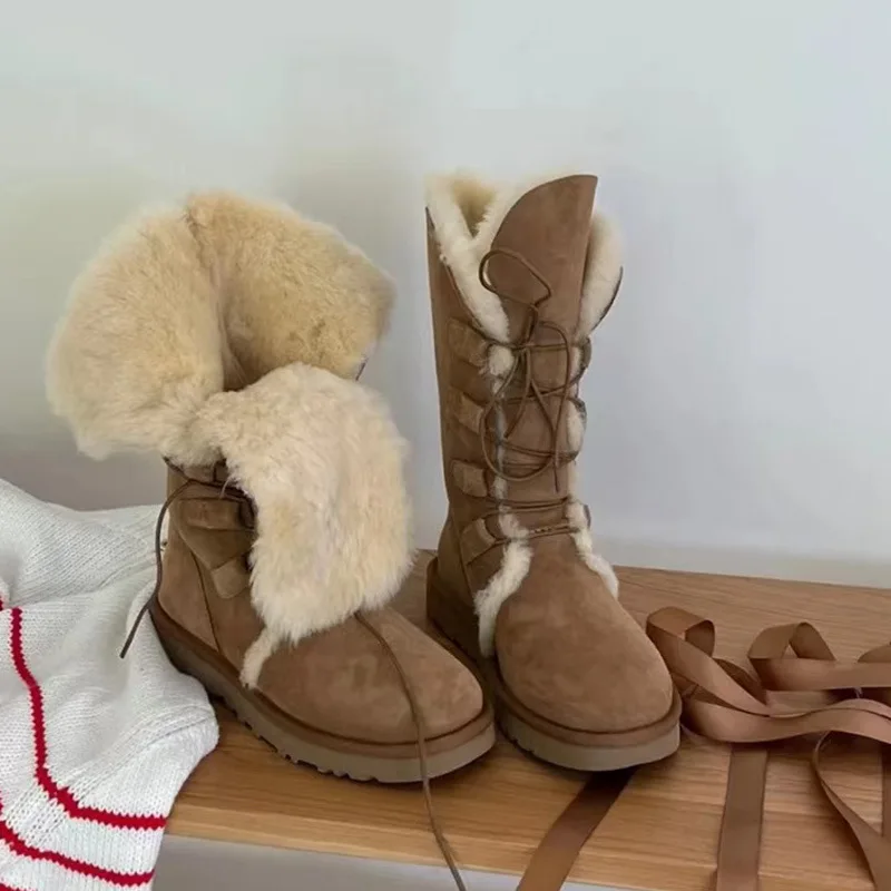 Wang Hao's snow boots girl's 2022 new Mao Mao boots thick-soled plus velvet warm boots Mao Mao shoes winter