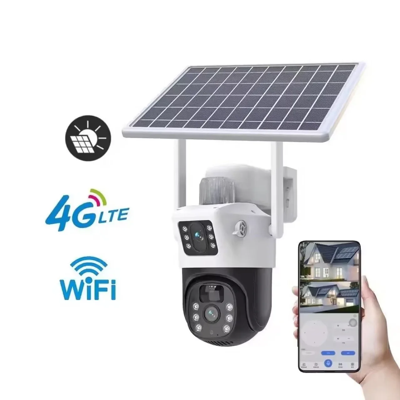 

4G Dual Lens V380pro PTZ Ball Machine Wi-Fi Камера Солнечная сетевая камера