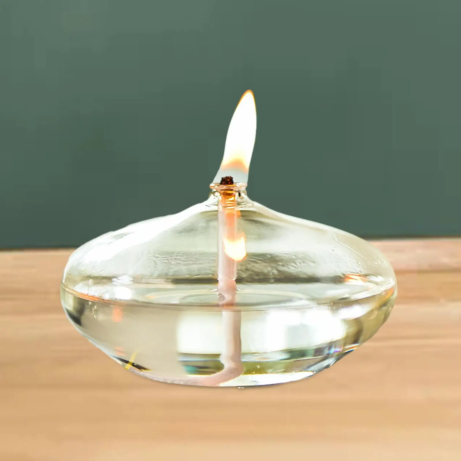 Refillable Glass Oil Lamp Ornament Decorative Empty High Borosilicate Glass Lamp Candle Holder for Tabletop Indoor