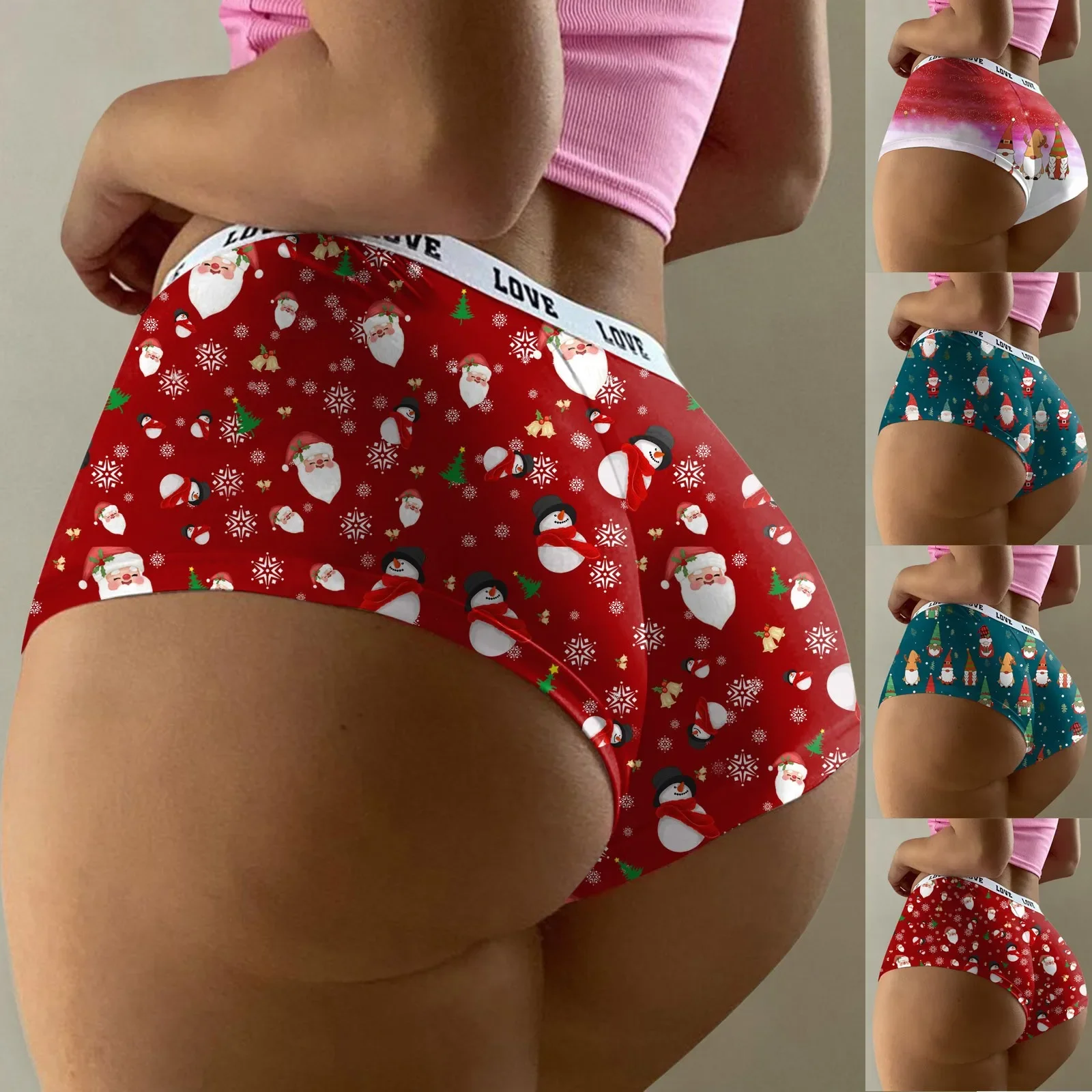 Panties For Women Plus Size Womens Christmas Print Shorts Funny Boxer Brief Underwear Boyshort Ladies Panties Calcinhas Feminina