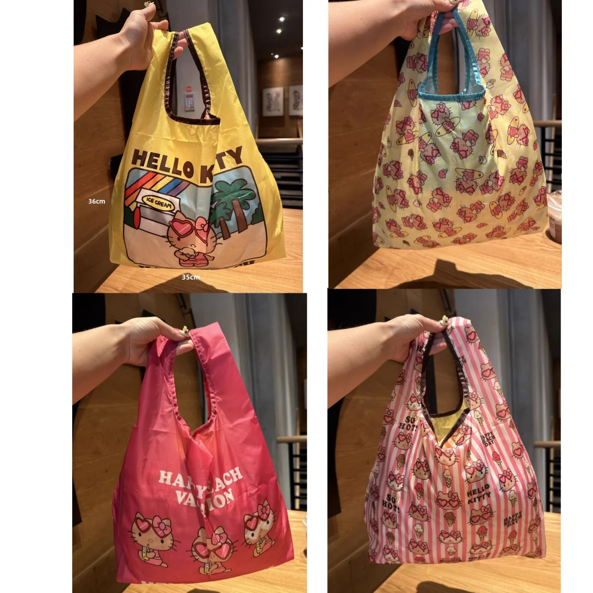 

hello kitty cute cartoon cat large capacity foldable environmentally friendly lightweight shopping bag Mini portable storage bag