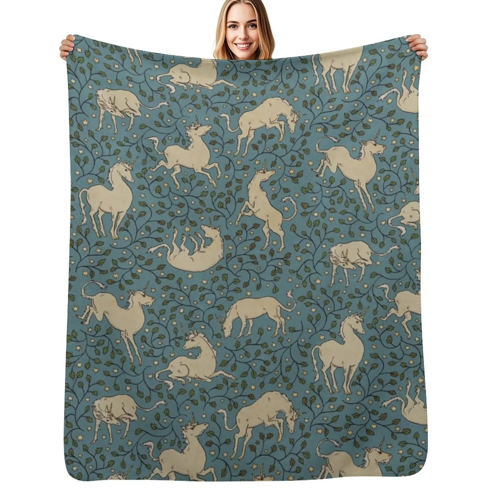 Twilight Unicorns Throw Blanket Plush Fuzzy Cozy Blanket for Couch Sofa