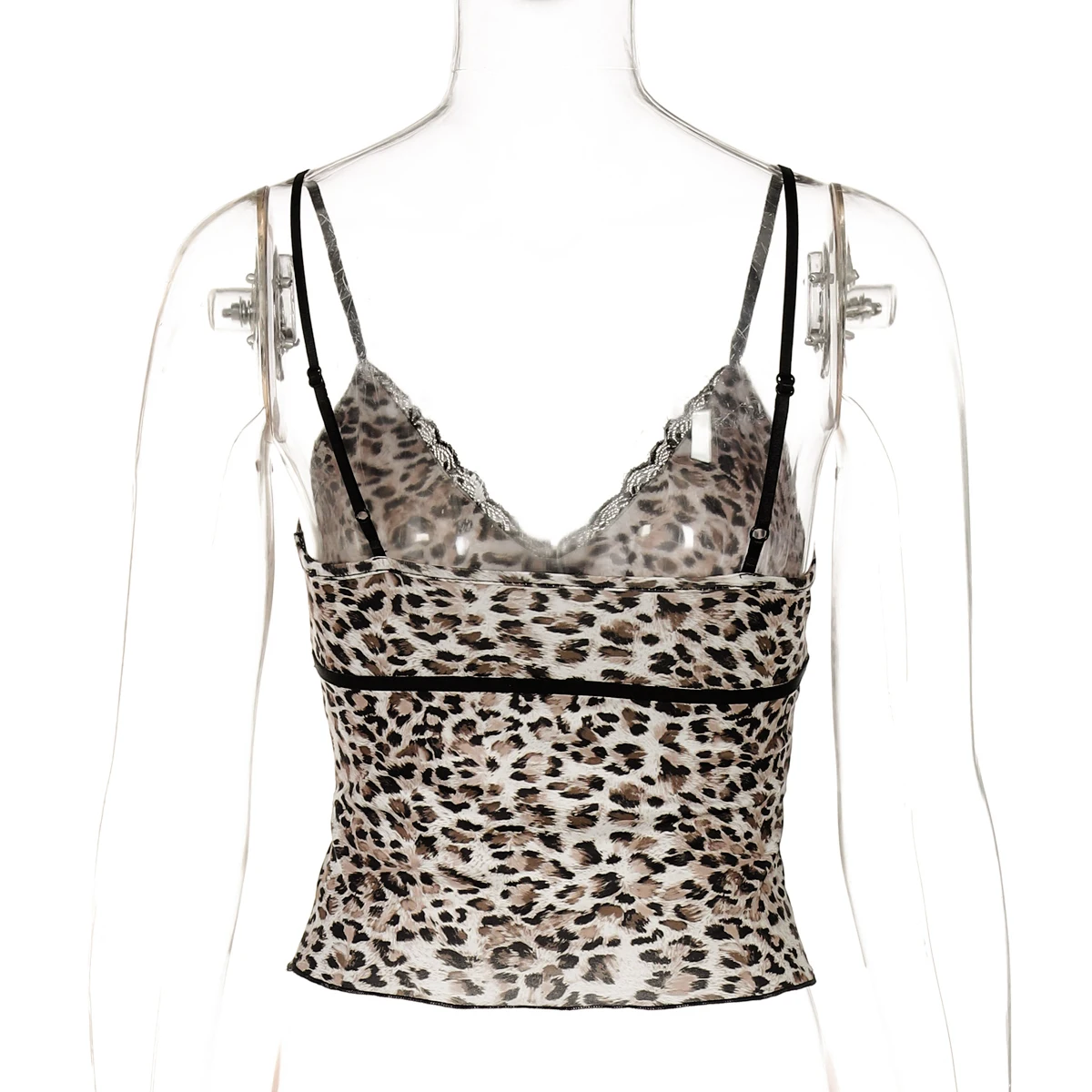 Hugcitar Leopardenmuster V-Ausschnitt Sexy Slips Krawatte Schleife Rückenfrei Crop Camis Top Sommer Damenmode Y2K Outfits Strand Urlaub Club – Detail 12