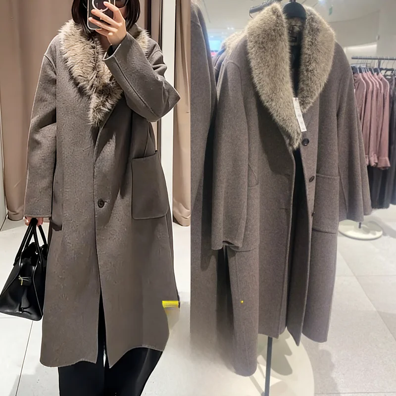 

Зимнее шерстяное пальто из 74% шерсти, лимитированная серия, женское, прямого кроя, средней длины, однотонное, на одной пуговице