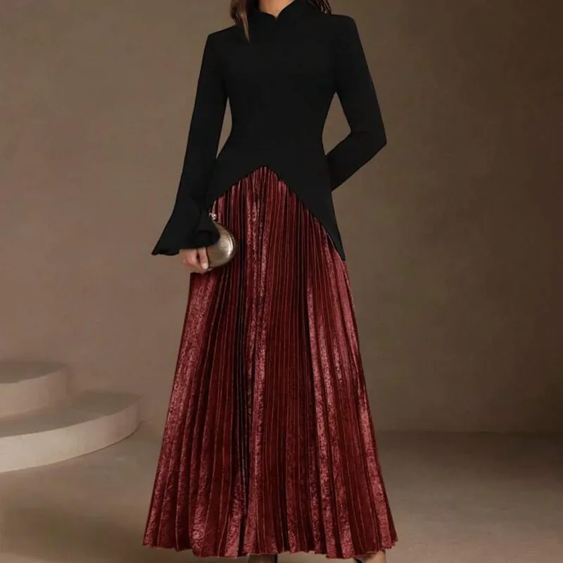

Fashion Autumn Winter Two-Piece Set 2026 New Women's Clothing Slimming and Waist Cinching Elegant Pleated Skirt Set