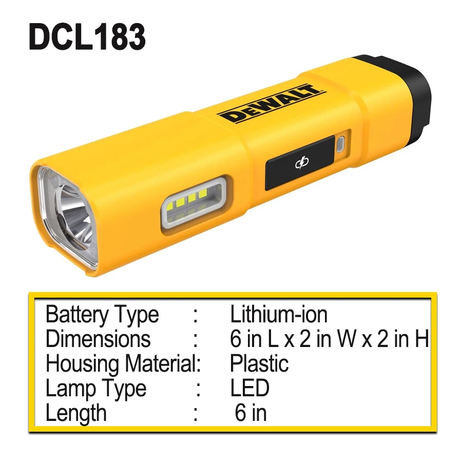 DEWALT DCL183 LED Flashlight with Belt Clip USB-C Rechargeable, Magnetic Jobsite Light Rechargeable Outdoor Light