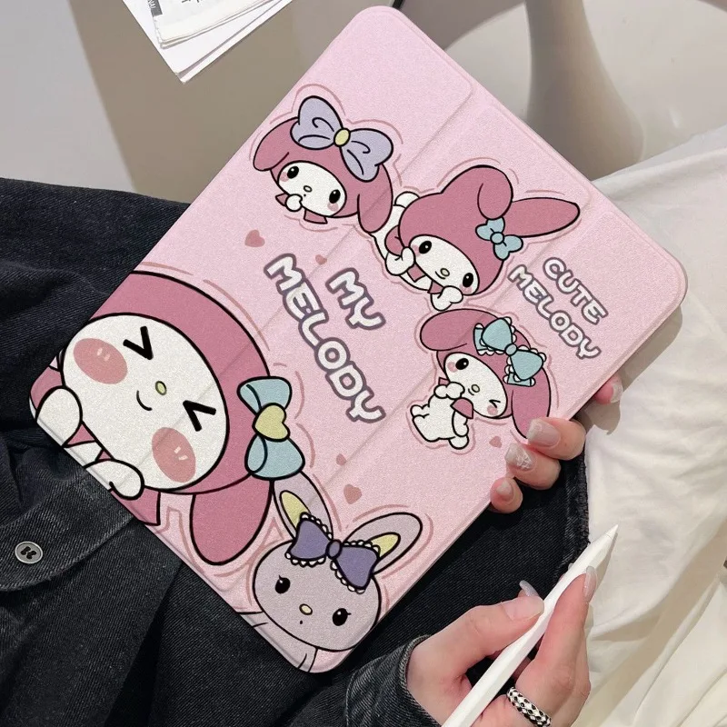 

Милый чехол-книжка Cute Melody для iPad Air 7/6/5 10.2 дюйма, 11-го поколения 11 дюймов, Pro 12.9 дюйма, Mini 6/7/8.3 дюйма, с вращающейся крышкой, для детей, Smart Cover для iPad 10-го/9-го поколения