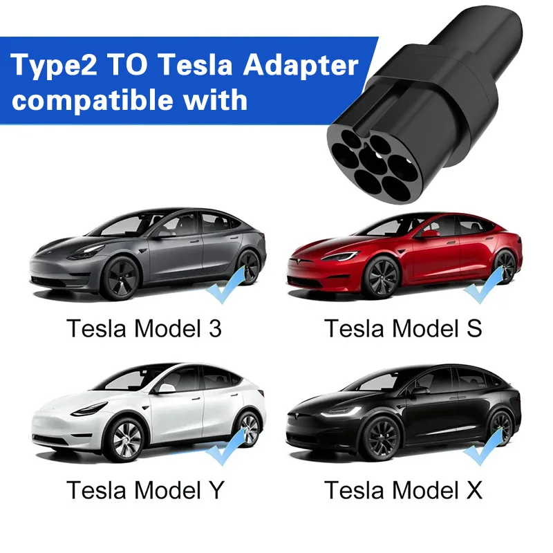 Type 2 To Tesla Adapter DC/AC Type2 Tesla Adaptor EV Charger IEC62196 Socket For Tesla Model S/X/3 Adapter Convertor AC 250V/80A