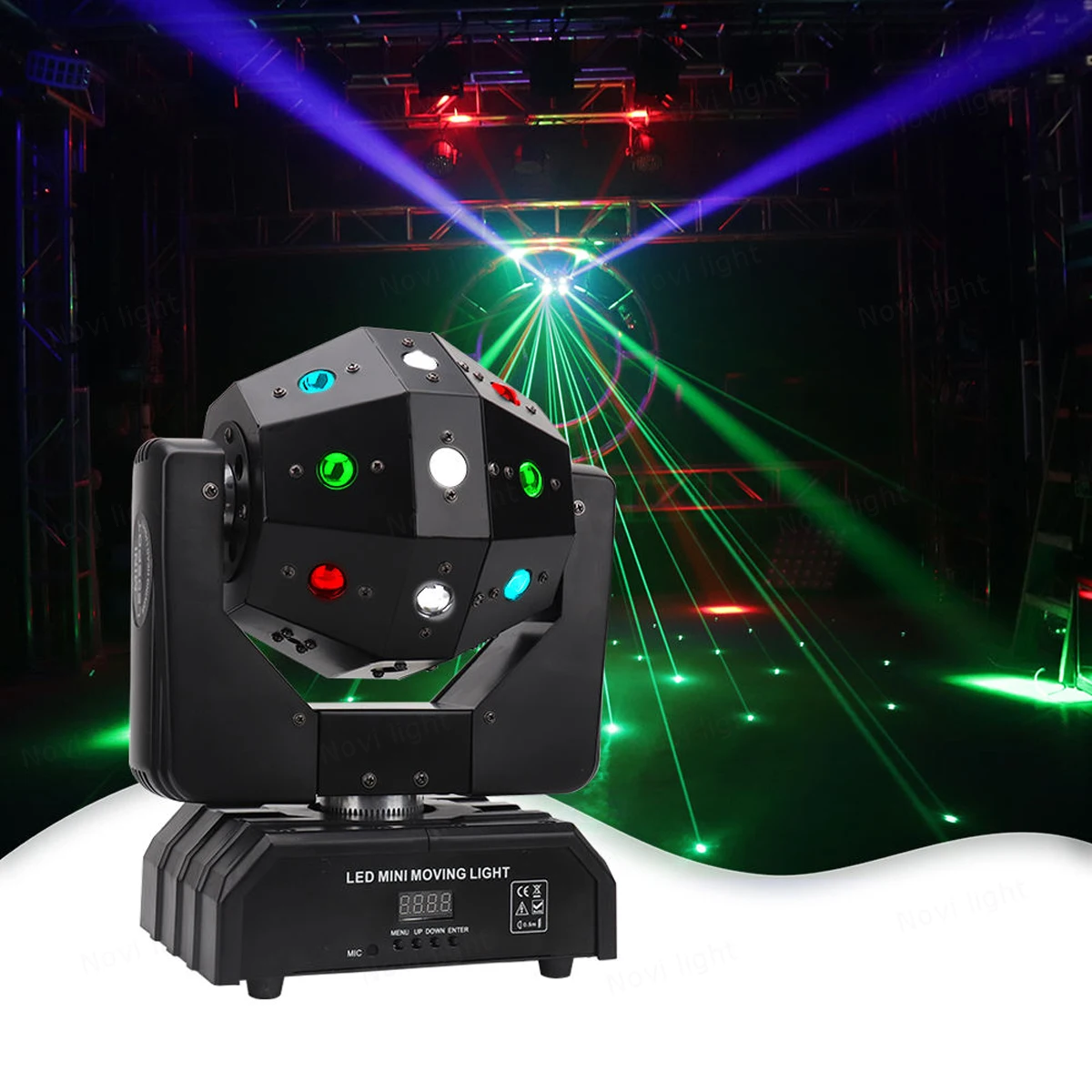 ไฟแฟลชรถยนต์ขยับหัวไฟ LED ดิสโก้เลเซอร์มี DMX512ควบคุมด้วยเสียงบาร์แฟลช RGBW ลูกบอลสำหรับคลับปาร์ตี้เวทีดิสโก้