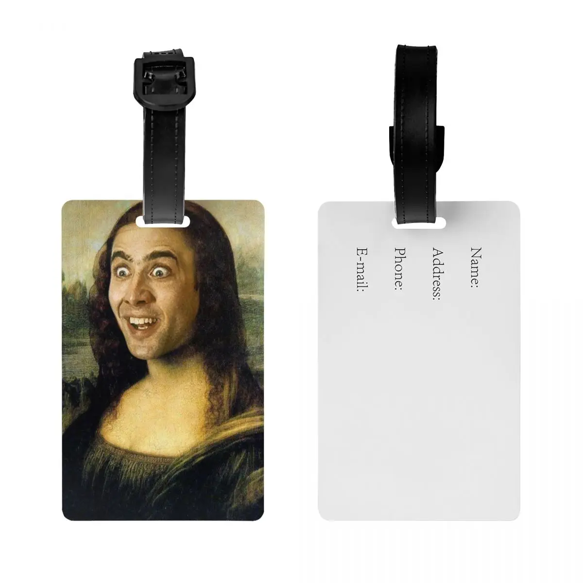 Tag Bagagem Meme para Malas, Capa Meme, Privacidade Capa, Cartão de Identificação, Nicolas Cage, Mona Lisa, Engraçado