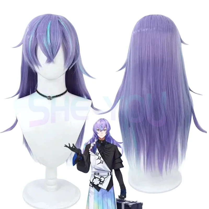 Hoshirube Sho Cosplay Wig Purple Blue Mixed 70cm Long Heat Resistant Synthetic Hair Halloween Party Role Play   Free Wig Cap