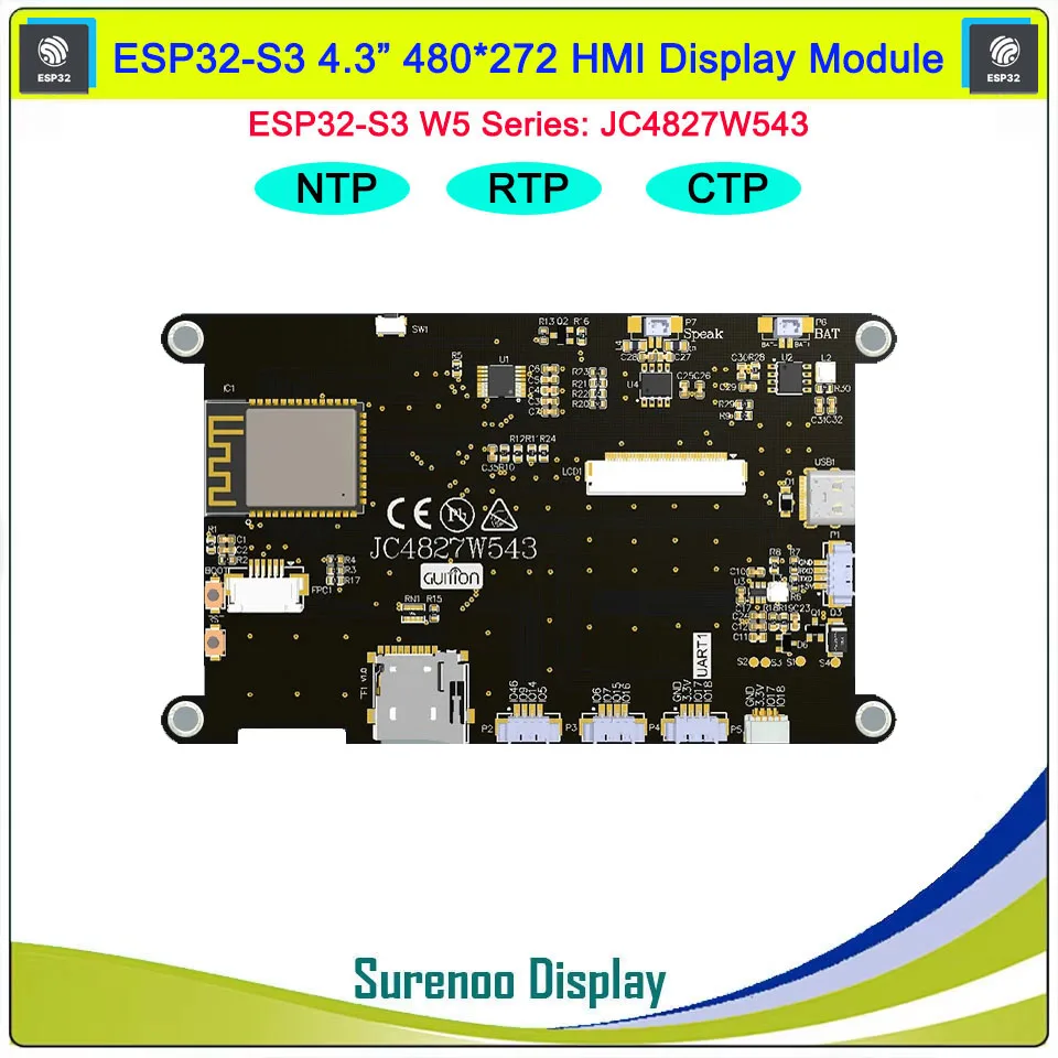 Guizione HMI W5 ESP32-S3-N4R8 JC4827W543 4.3 pollici IPS 480*272 Modulo Display LCD Touch Screen WIFI Bluetooth PSRAM FLASH