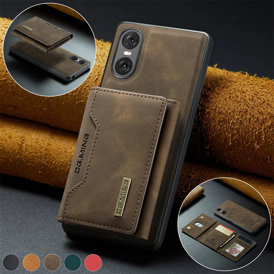 Luxury Magnetic Leather Wallet Case for Sony Xperia 1VI 10VI 1V 5V 10V 2024 New Kickstand Money Credit Card Holder Magnet Cover