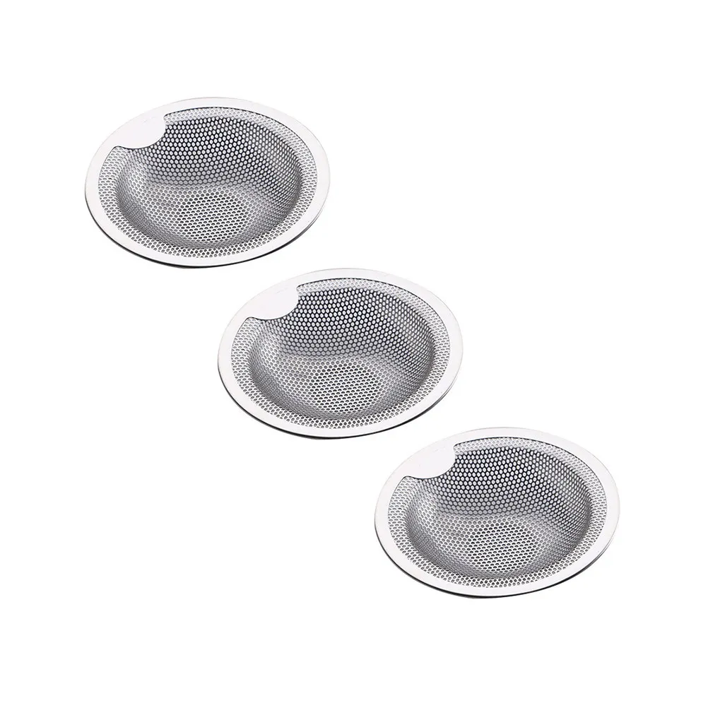 3Pcs Stainless Steel Drain Strainer Filter Net for Sink Washbasin Shower Prevent Clogs Hair Debris Easy Clean Kitchen Supplies
