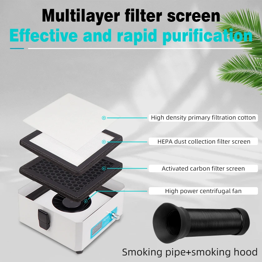 130XP 30W Fume Extractor Soldering Smoke Purifier Deodorizing Fog Filter Suction Smoke Discharge Small Desktop Instrument