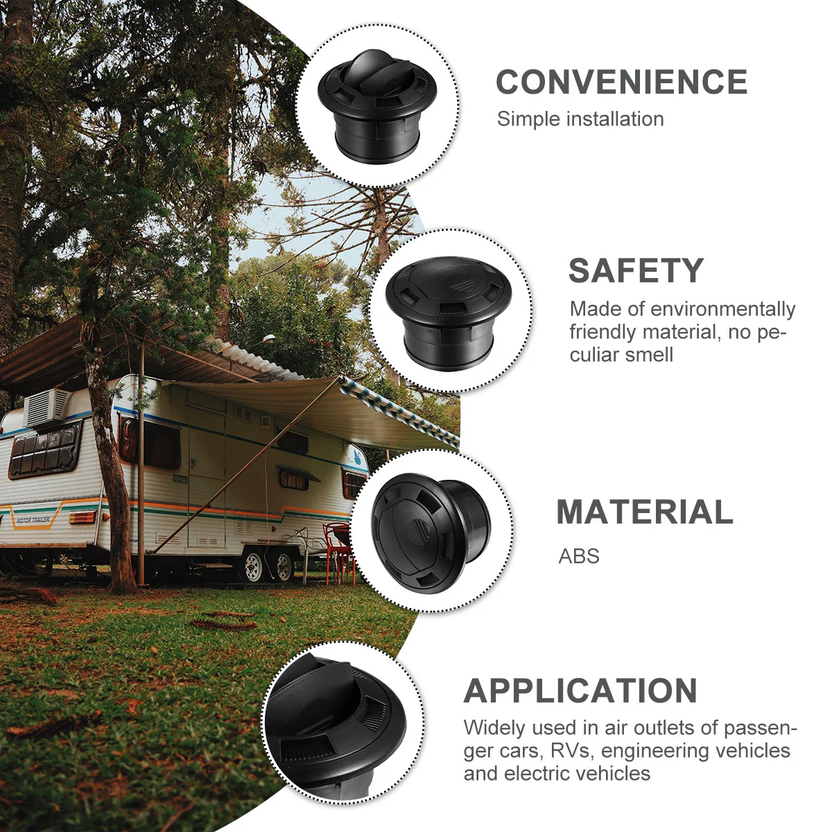 

ABS Round Air Conditioning Vent Outlet for Rv Bus Caravan Replace Old Ac Parts Efficient Ventilation for Comfortable Interior