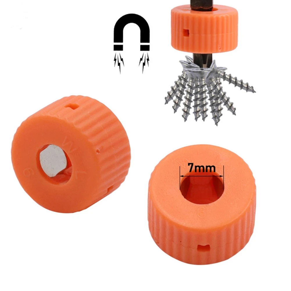 Mini anillo magnético redondo naranja, herramienta de recogida utilizada para anillo magnetizador para puntas de destornillador, juegos de herramientas de mano, 7mm, 5 piezas