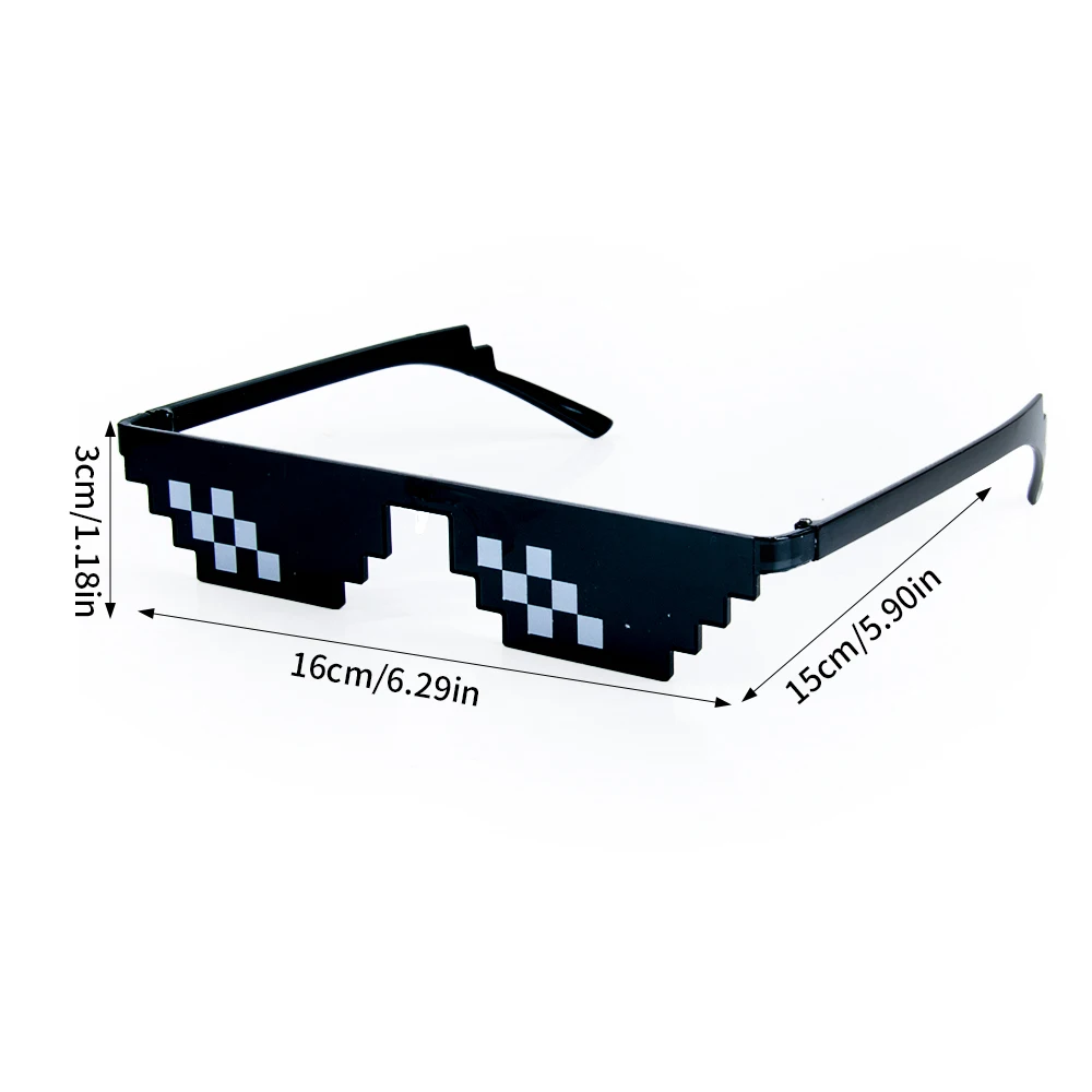8/4pcs Funny Black Mosaic Sunglasses Trick Toy Retro Gamer Robot glasses Birthday Party Photo Props Decorations Cosplay Favors
