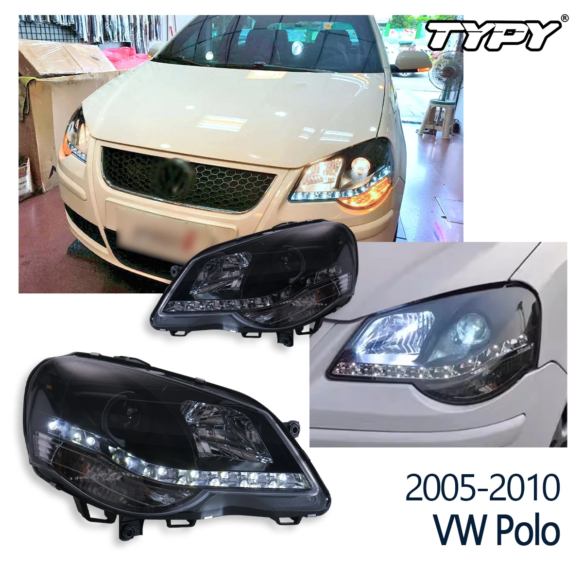 

TYPY Car Headlights For Volkswagen Polo 2005-2010 LED Car Lamps Daytime Running Lights Dynamic Turn Signals Car Accessories