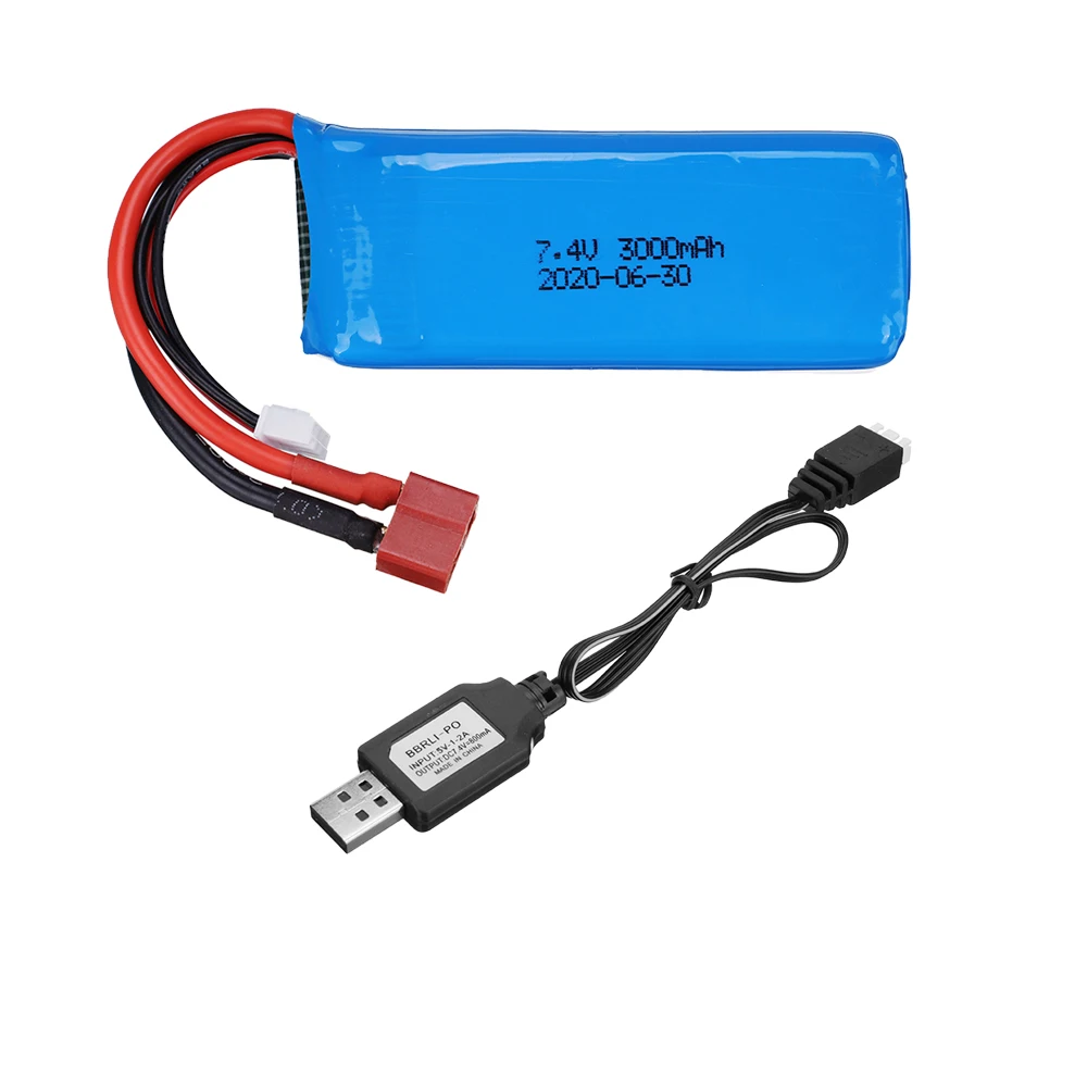 Bateria Lipo de 7,4 V para Wltoys 144001   12428 12423 104001 124019 124018   Peças sobressalentes da bateria do carro RC 2S 7.4V 3000mah para barcos rc