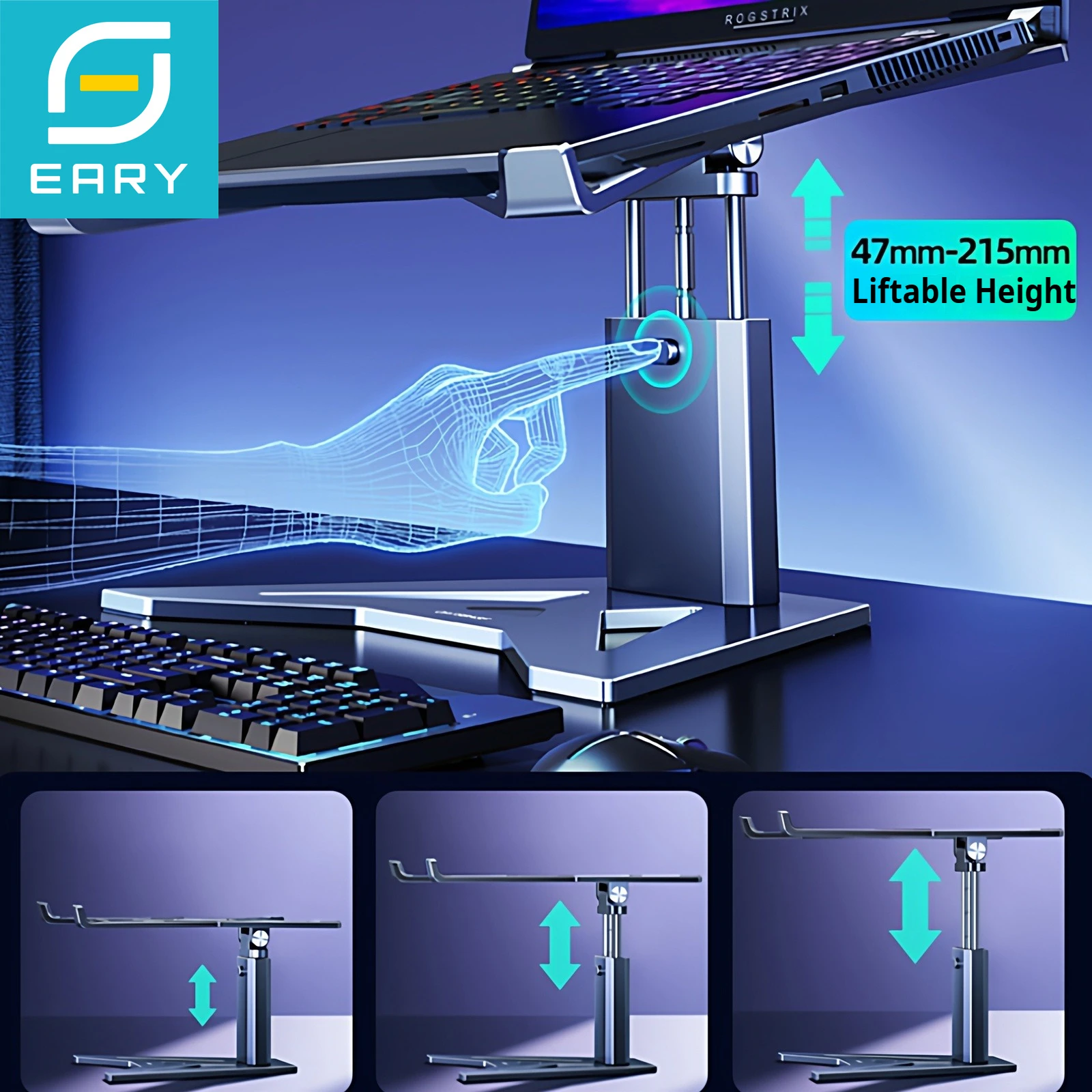 

Eary Laptop Stand Notebook Holder 47-215mm Height Adjustable Computer Riser Compatible MacBook Air Pro HP Dell XPS Lenovo 12-18"