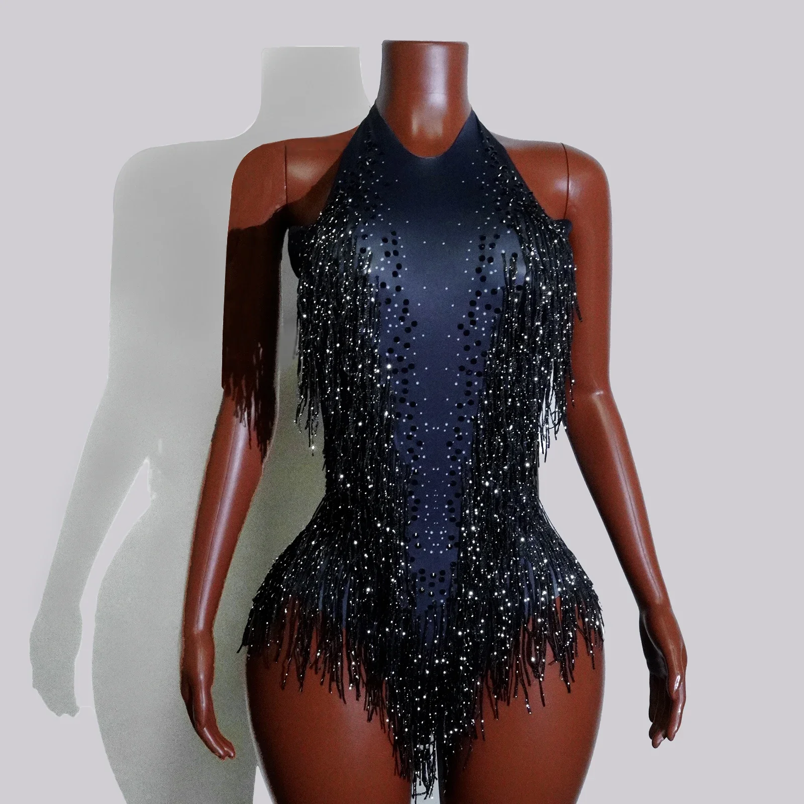 

Облегающий костюм с бахромой для латинских танцев, сексуальный костюм певицы, костюм для выступлений, танцевальный ночной клуб, DJ, комбинезон для групповых выступлений для девочек