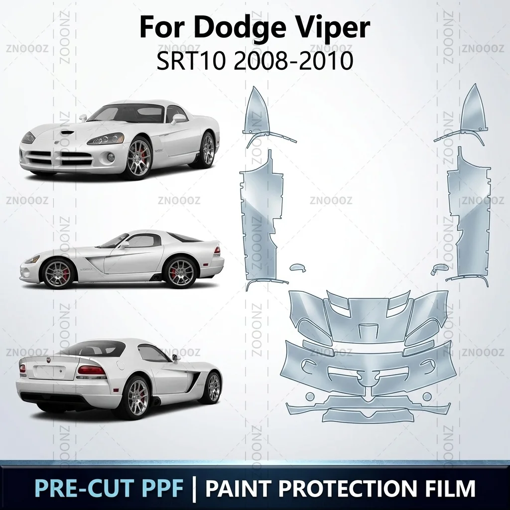 For 2008-2010 Dodge Viper SRT10 8.5Mil Precut PPF Paint Protection Film TPU Self Healing Full Vehicle Glossy Clear Matte Black