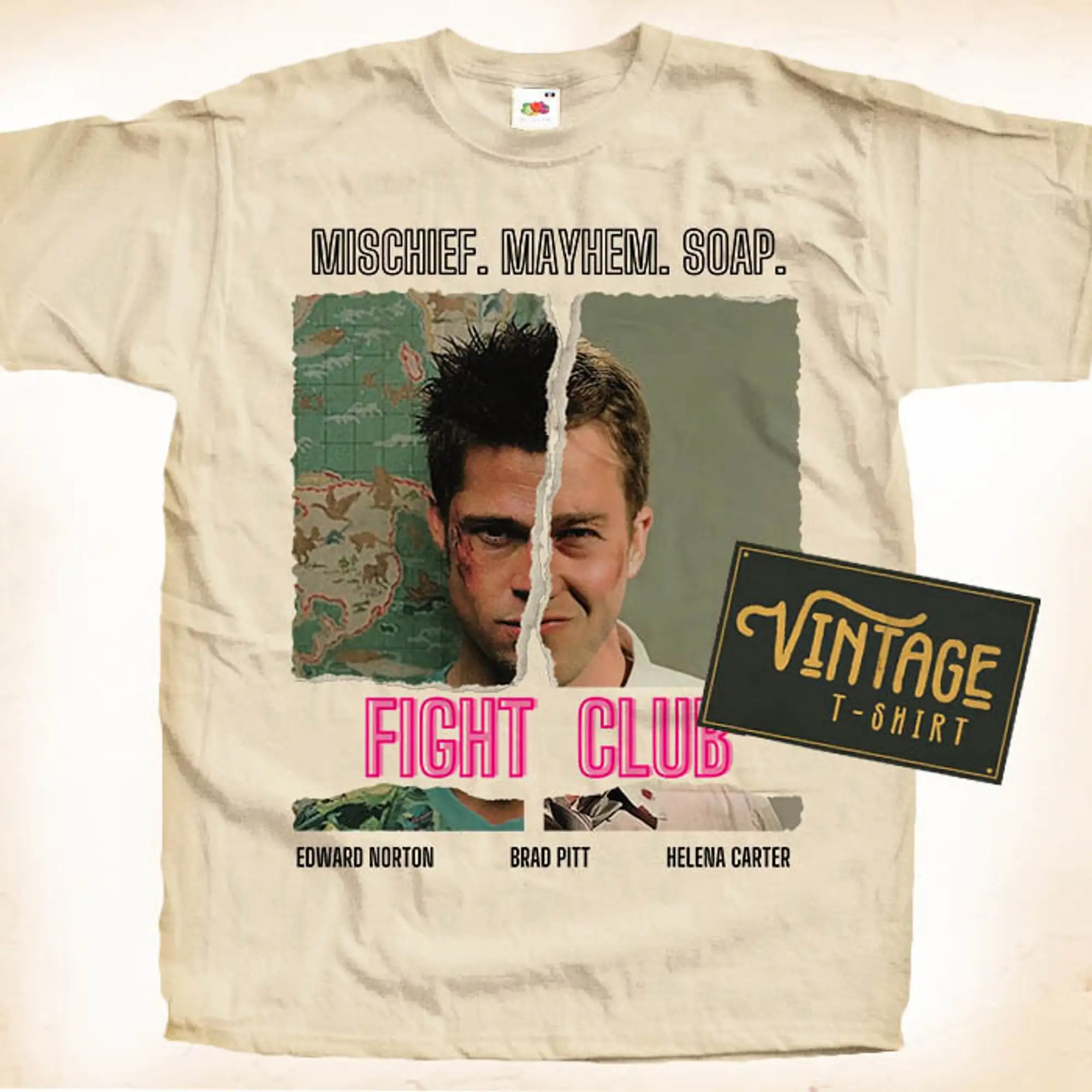 FIGHT CLUB V4 Camiseta de algodón Natural Vintage, póster de película, todos los tamaños, S, M, L, XL, 2X, 3X, 4X, 5X