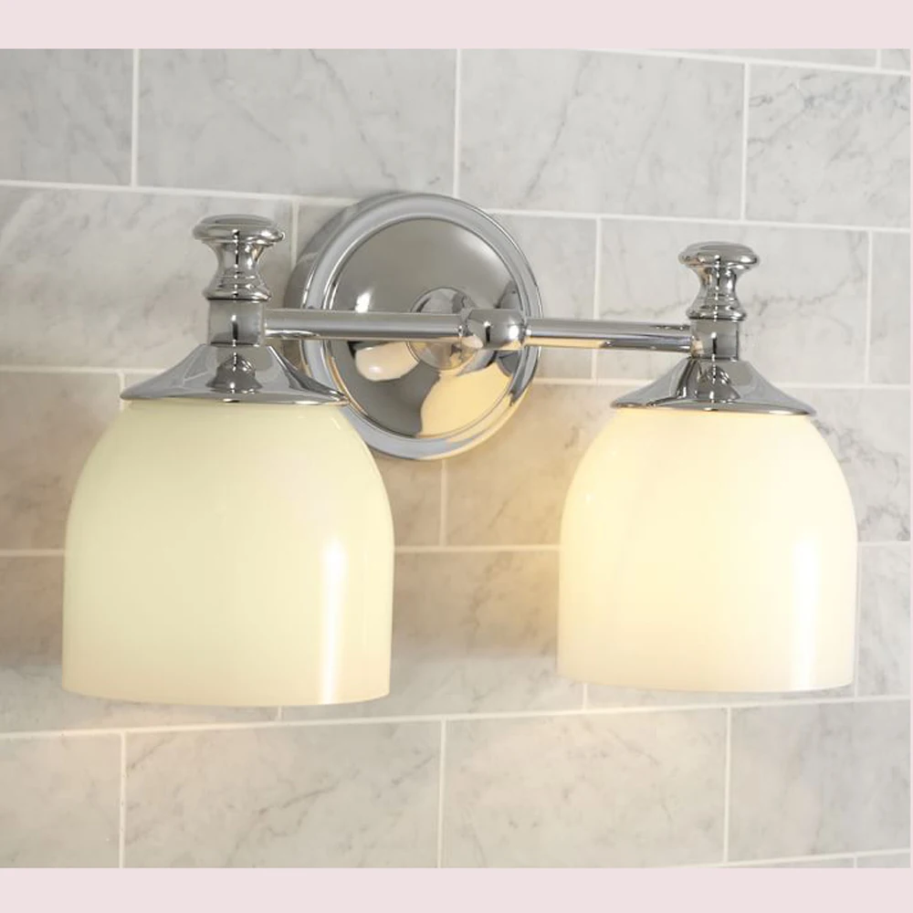 Simple silver double-headed wall light mirror front light bedroom bedside living room study photo lamp Nordic lamp
