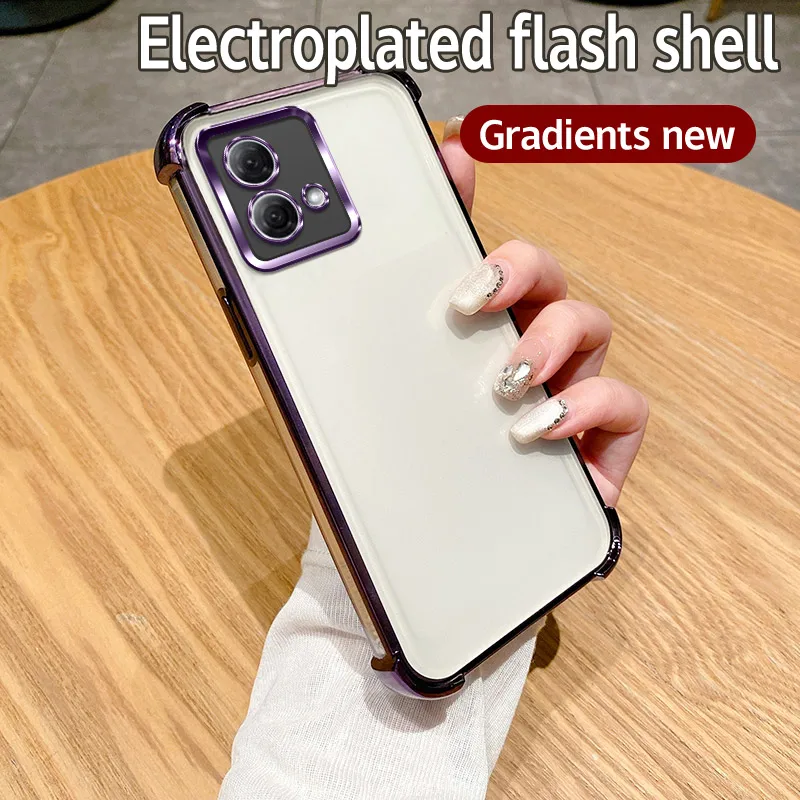 Luxo galvanizado Airbag Proteção Clear Case, macio transparente chapeamento tampa traseira, apto para Motorola Moto G84, G54, G52, G30, G20, G10