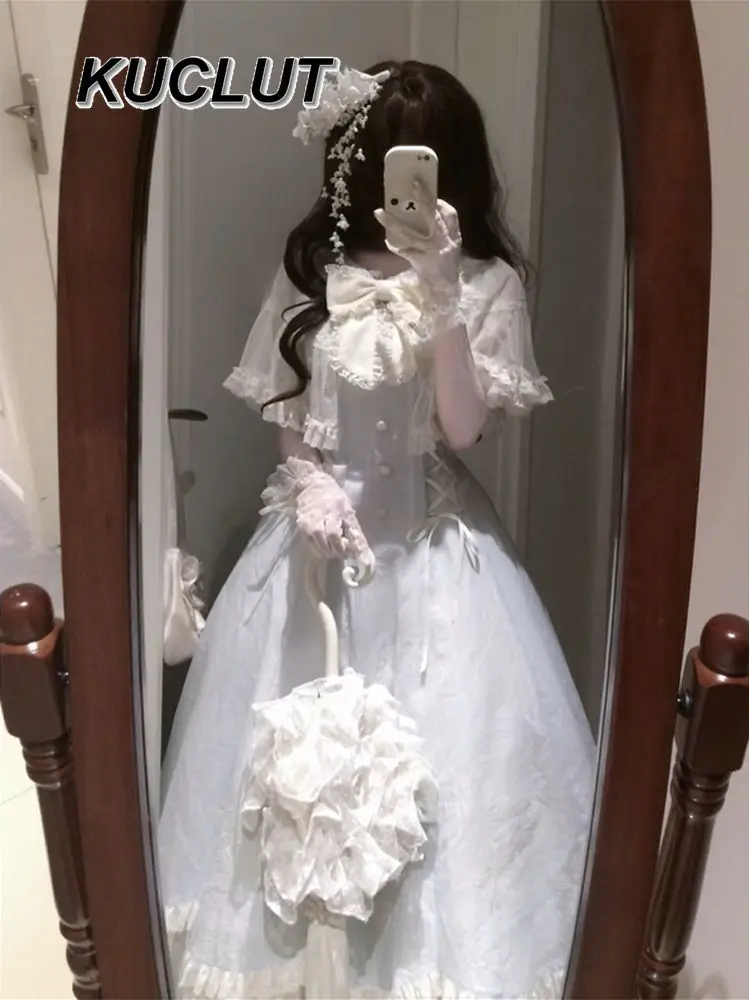 

Fashion Princess Lolita Dress for Lady Skinny Short Sleeve Casual Sweet Cute Women's Elegant Dresses Spring Summer New 2025