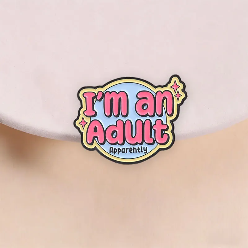 Adult Slogan Enamel Brooch Cute Cartoon Text Pattern Lapel Badge Pin Decor for Jacket Backpack Humor Lover Gift