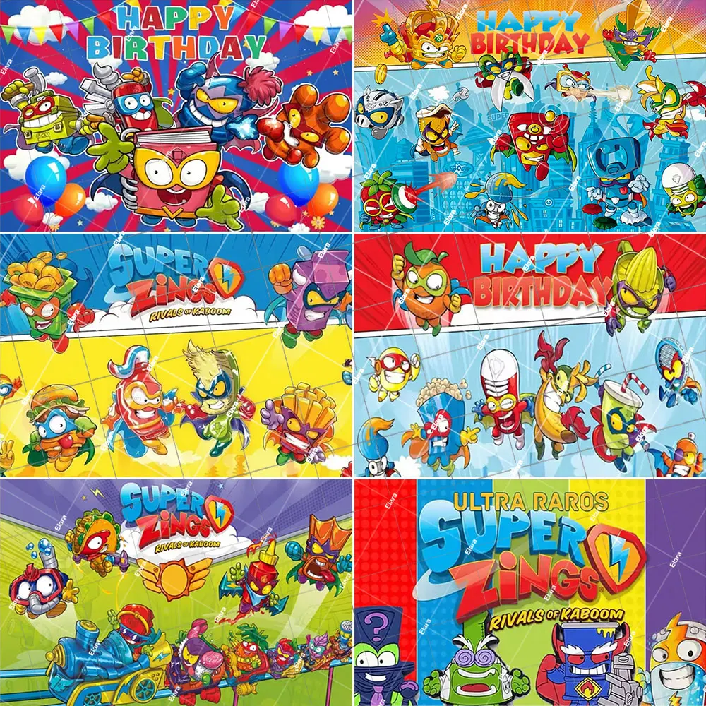 

Cartoon Superthings Birthday Party Decoration Hot Superzings Game Baby Shower Background Banner For Boy Game Toys Gifts