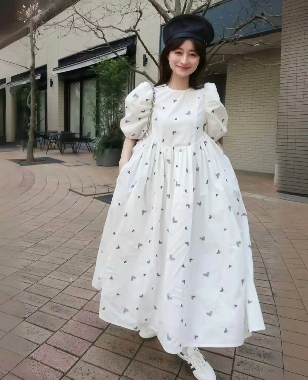 

Летнее женское платье Bibi Sweet Ele с вышивкой в виде сердца, пышной юбкой, высокой талией, А-силуэт, хлопок, для повседневной носки