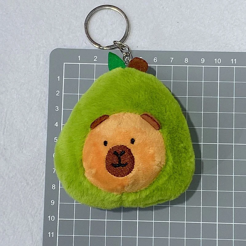 Peluche Carino di Capibara con Avocado, Portachiavi Cartone Animato, Ciondolo Morbido per Zaino, Bambola di Peluche Kawaii Dopamine, Decorazione Accogliente, Regalo per Adolescenti