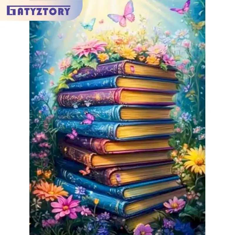 

GATYZTORY Painting By Number Flower Kits Handpainted Picture By Number Book Drawing On Canvas Home Decoration DIY Gift