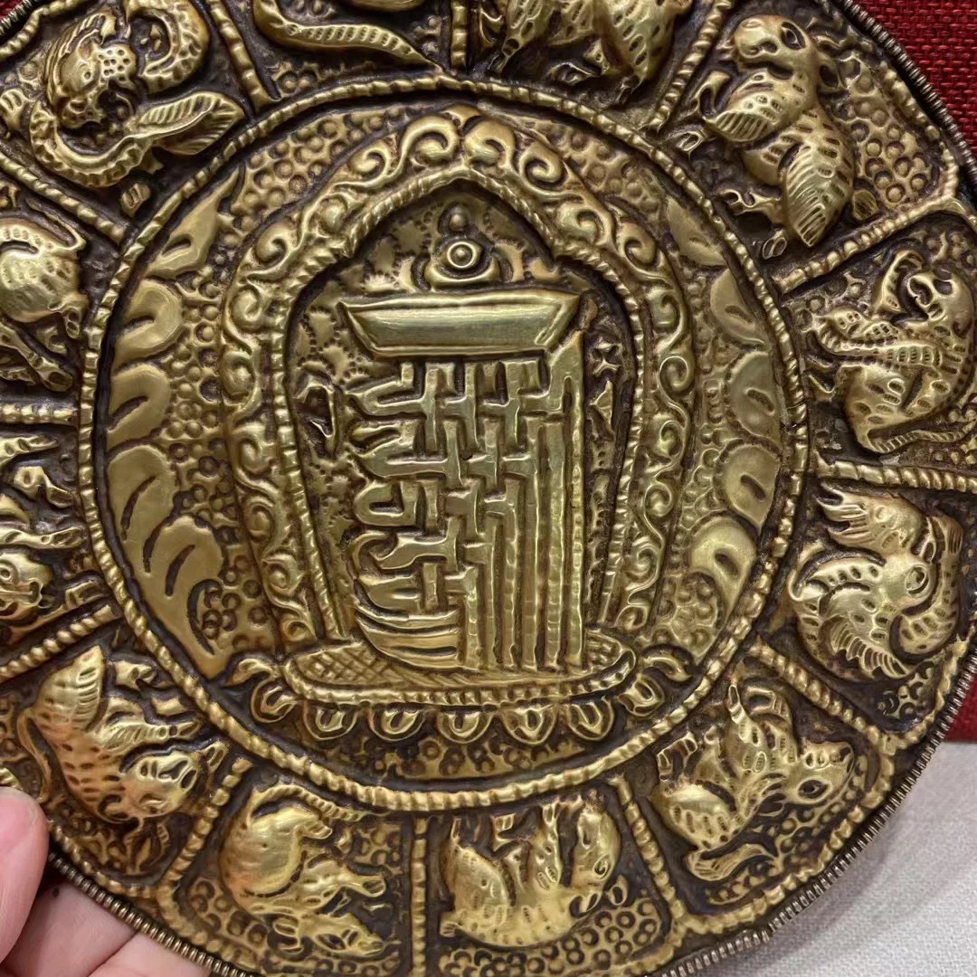Nepalese pure copper Tibetan tantra ten-phase home ornaments, pendants, safety, diameter is about 19 cm