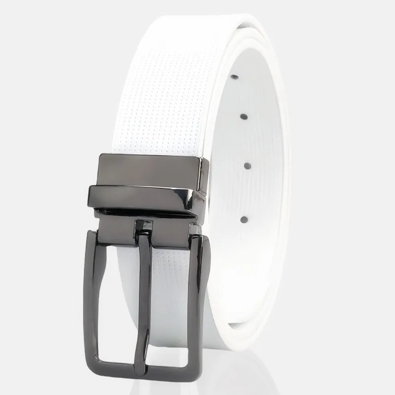 New Men's Rotating Snap Buckle Leather Belt with Two-Tone Body Luxury Men's Belts Genuine Leather 3.3cm