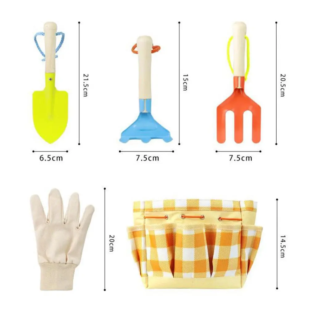 7Pcs Gardening Tool Set Kids Outdoor Planting Tools Small Portable Garden Tools Kit Gloves Watering Kettle Shovel Carry Bag Gift