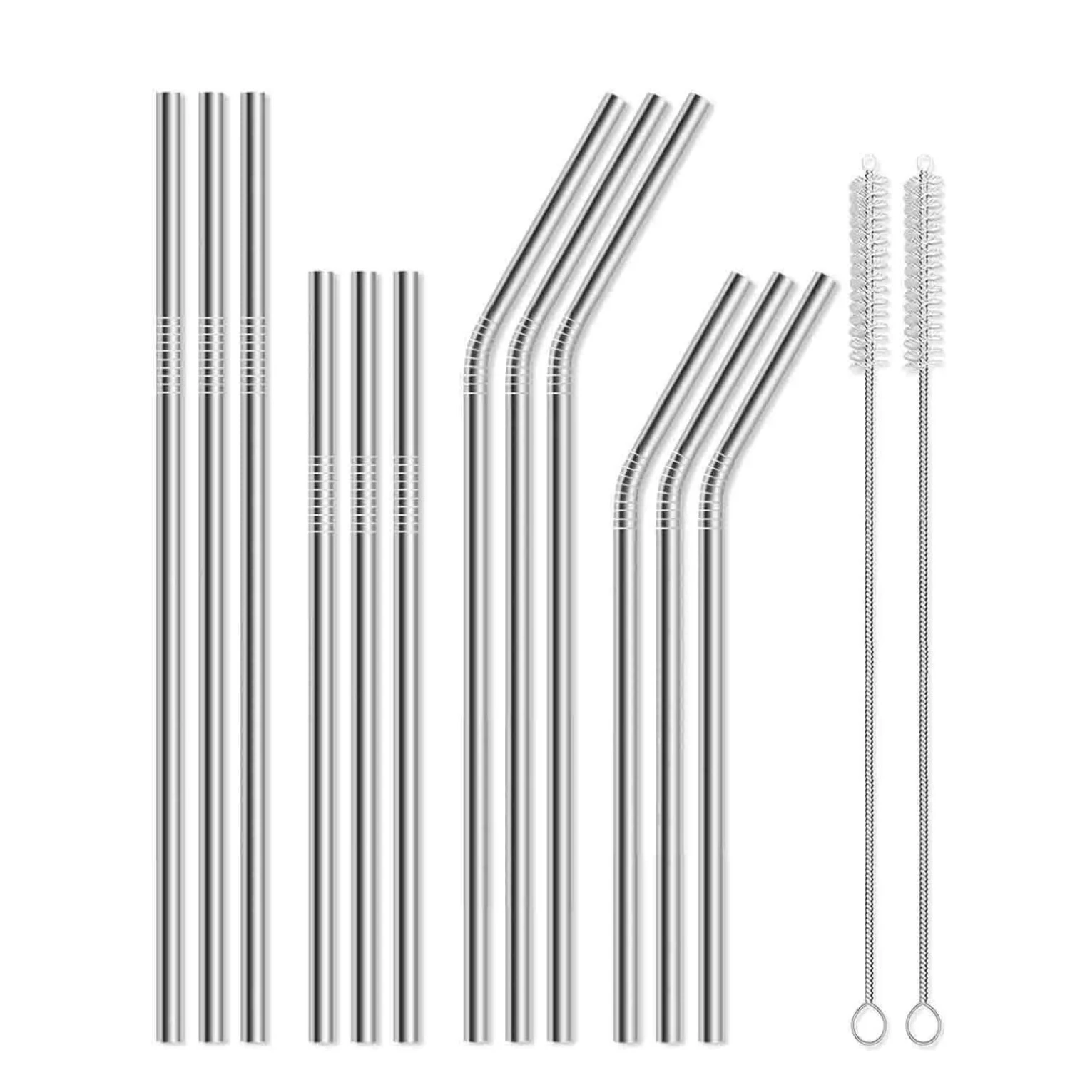 12-Pack Reusable Stainless Steel Metal Straws with Case - Long Drinking Straws for 30 oz and 20 oz Tumblers Yeti Dishwasher Safe