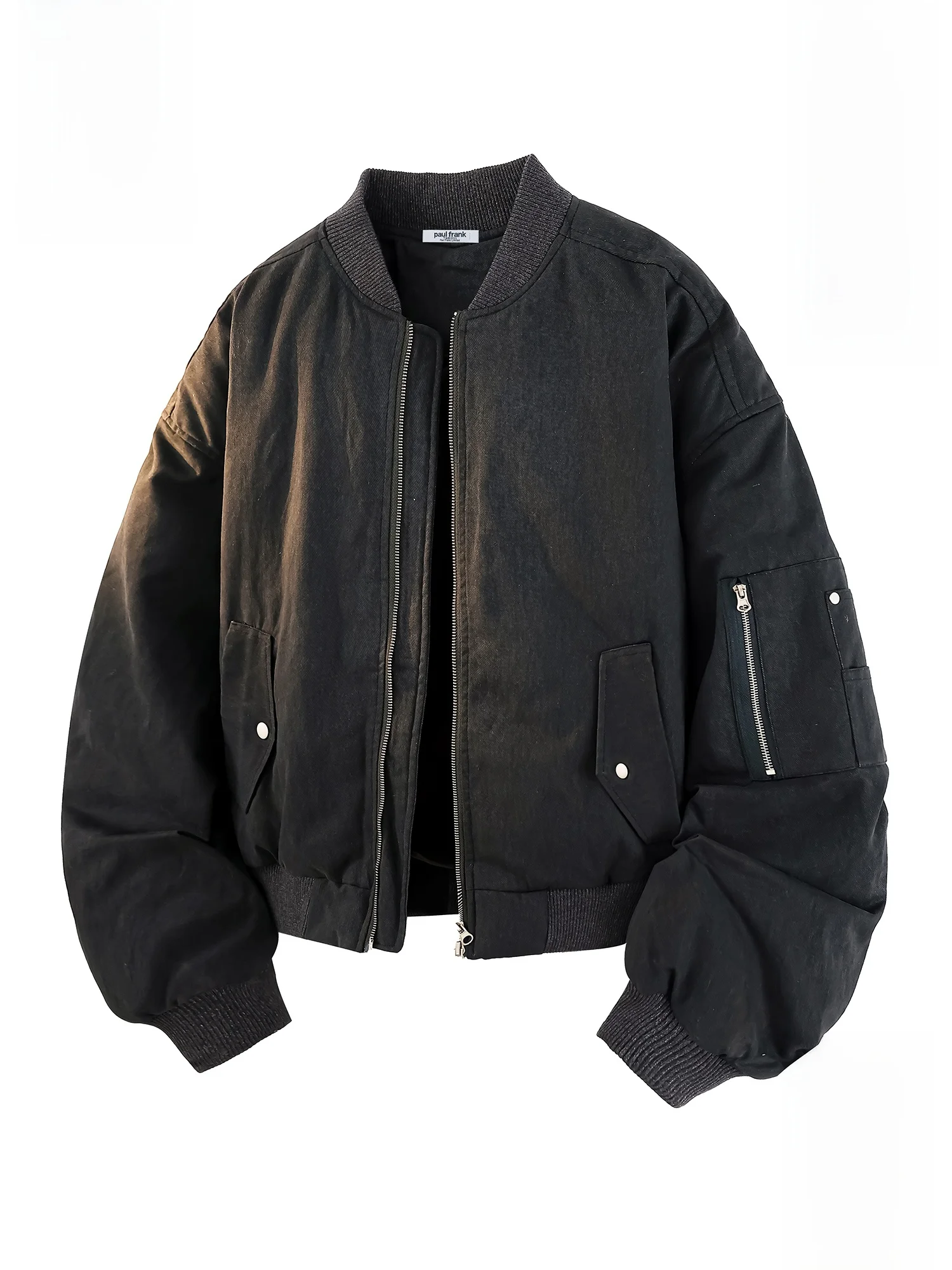 

Зимняя куртка Paul Frank для мужчин: повседневная рабочая одежда, теплая молодежная куртка с воротником-бомбером, из нейлоновой ткани, свободный крой, длинный рукав.