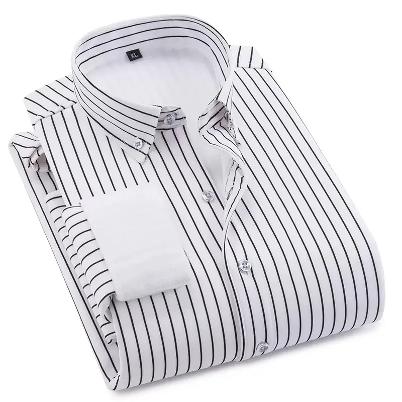 Inverno novo estilo na moda de pelúcia grosso quente listrado camisa para masculino casual solto esportes tamanho grande alta qualidade camisa manga longa