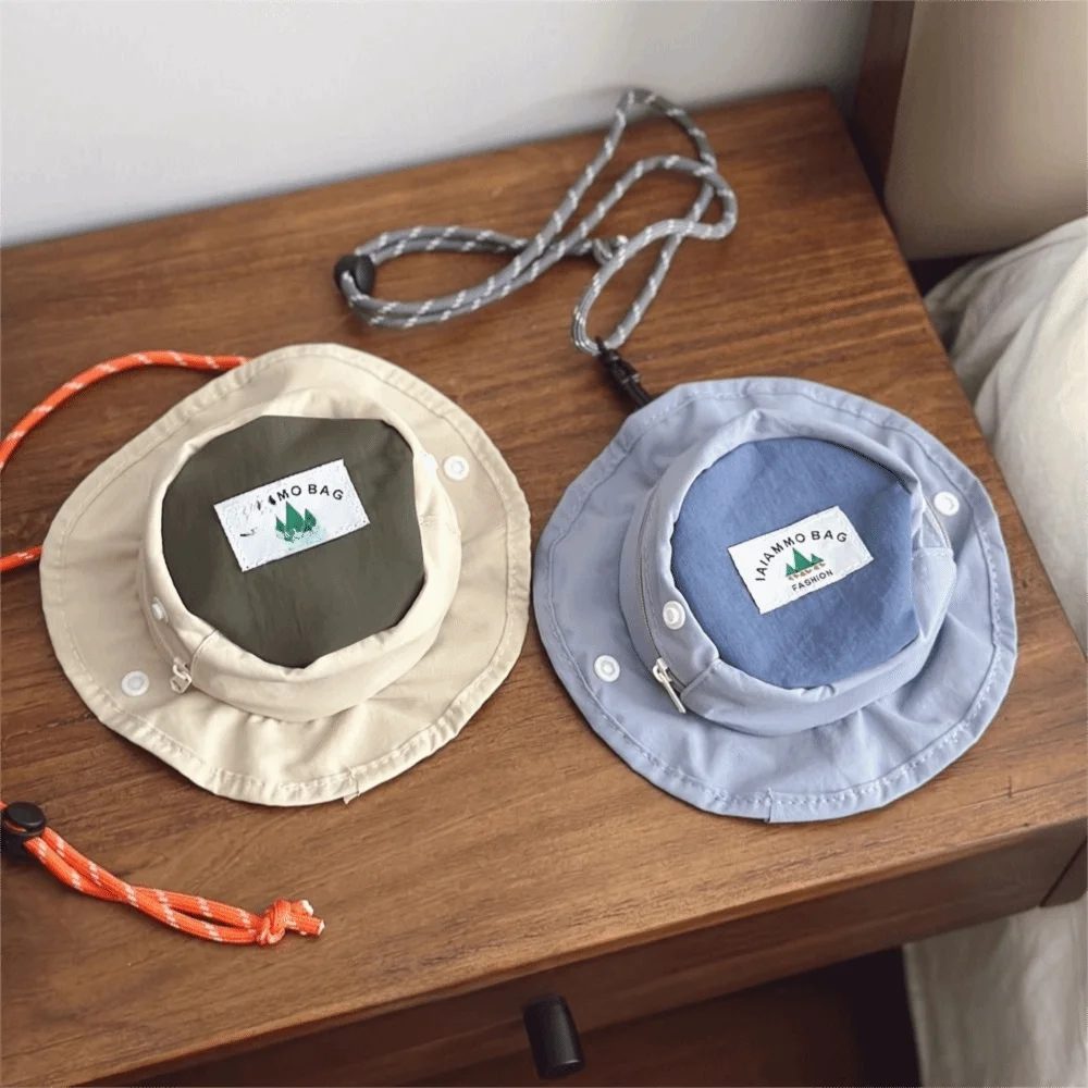 

Adjustable Hat Shape Crossbody Bag with Snap Button Portable Children's Purse Smooth Zipper with Lanyard Shoulder Bag for Kids
