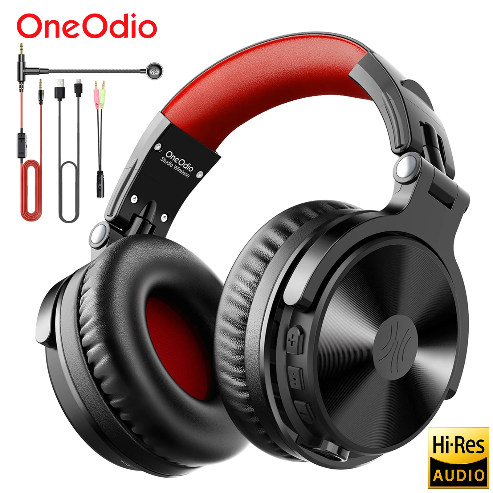 Oneodio Wireless Bluetooth 5.2 Headphones 110Hrs + Stereo Wired Gaming Headset With Boom Microphone For Phone Computer PC Gamer