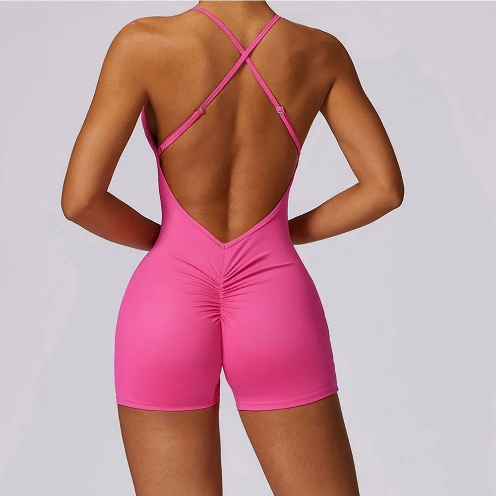 Sexy Back V Gym Set Jumpsuit Women Training Sportswear Yoga Suit Women Sports Jumpsuit Fitness Rompers Stretch Workout Bodysuits