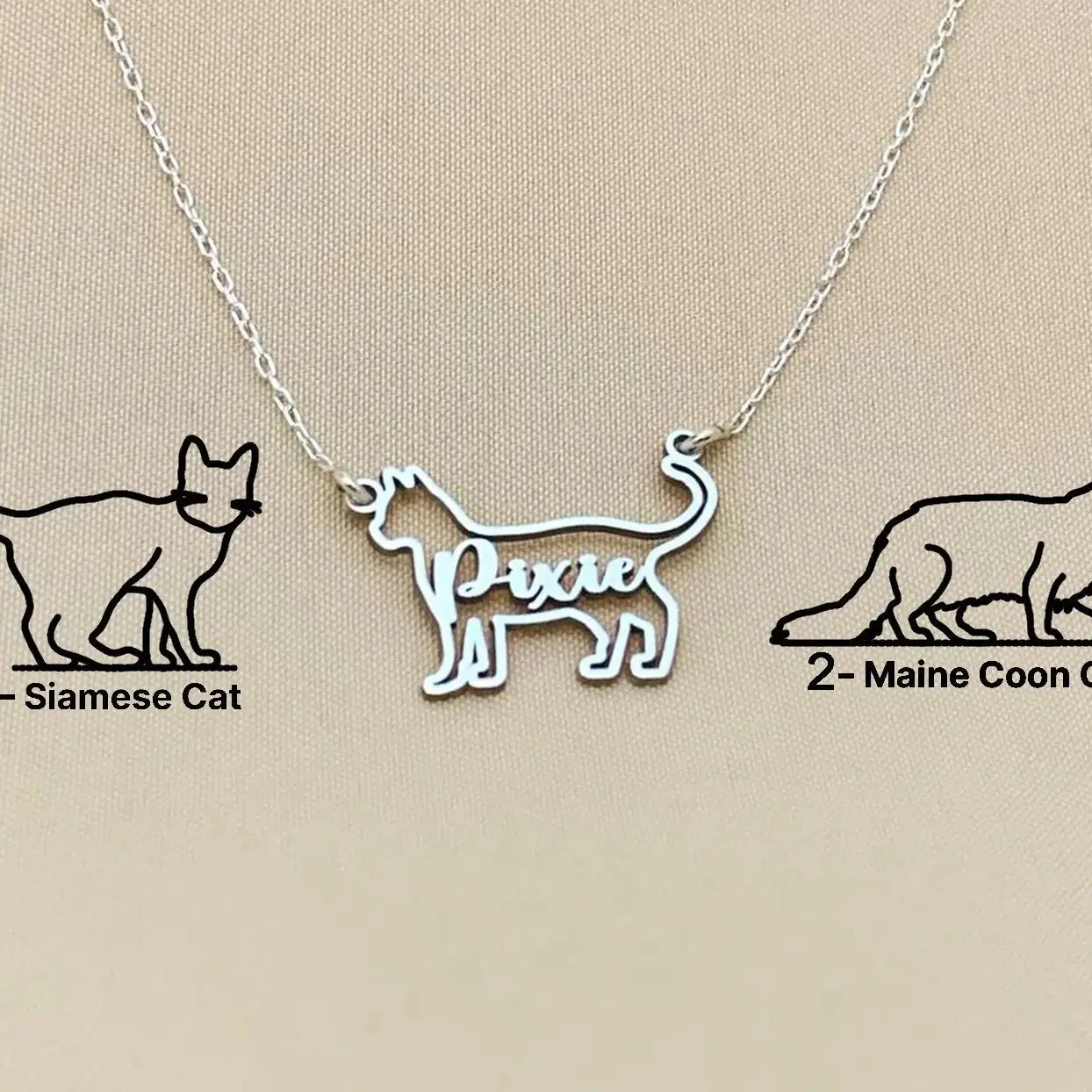 Custom Cat Name Necklace Personalized Stainless Steel Cat Pendant Pet Memorial Gift for Mom Loss Prevention Necklace