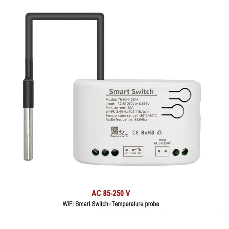 Ewelink APP WIFI Smart Temperature Switch 10A Monitoring Thermostat 1CH Wifi Relay Module