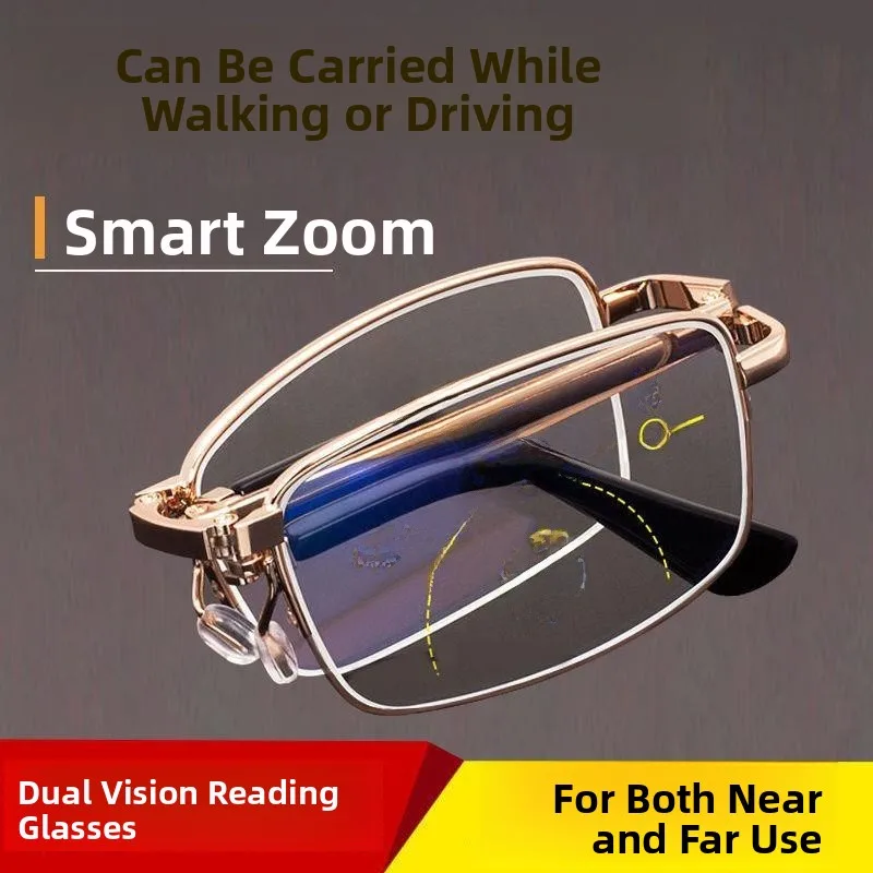 

Бифокальные очки для чтения с автоматическим зумом и защитой от синего света для мужчин и женщин, обеспечивающие четкое зрение, многофокусные, складные, с диоптриями.