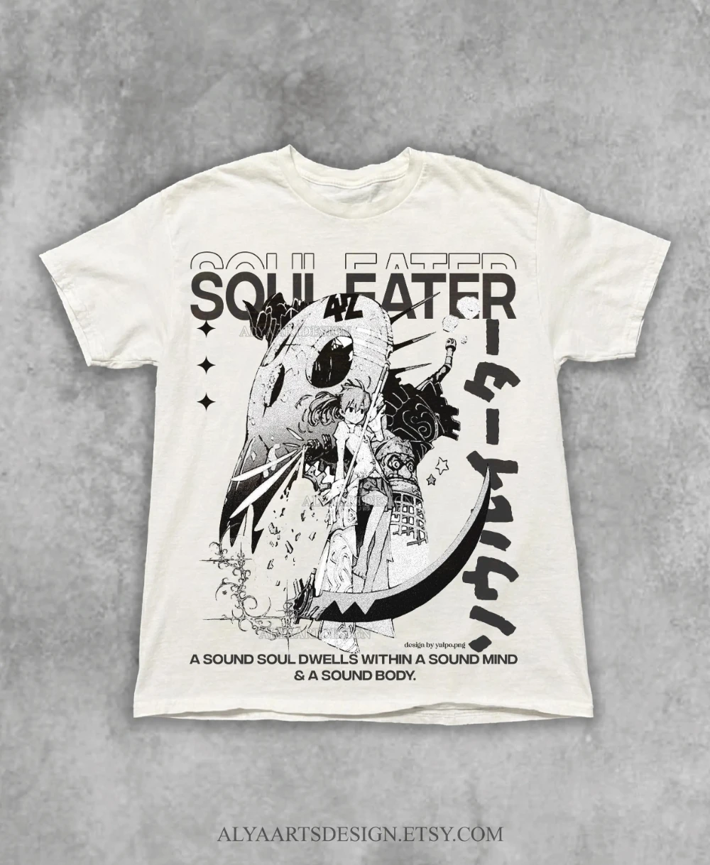 T-shirt sur le thème de l'Anime Soul Devourer, T-shirt rétro unisexe en pur coton épais, cadeau pour les fans, chemise de style gothique, style Y2K