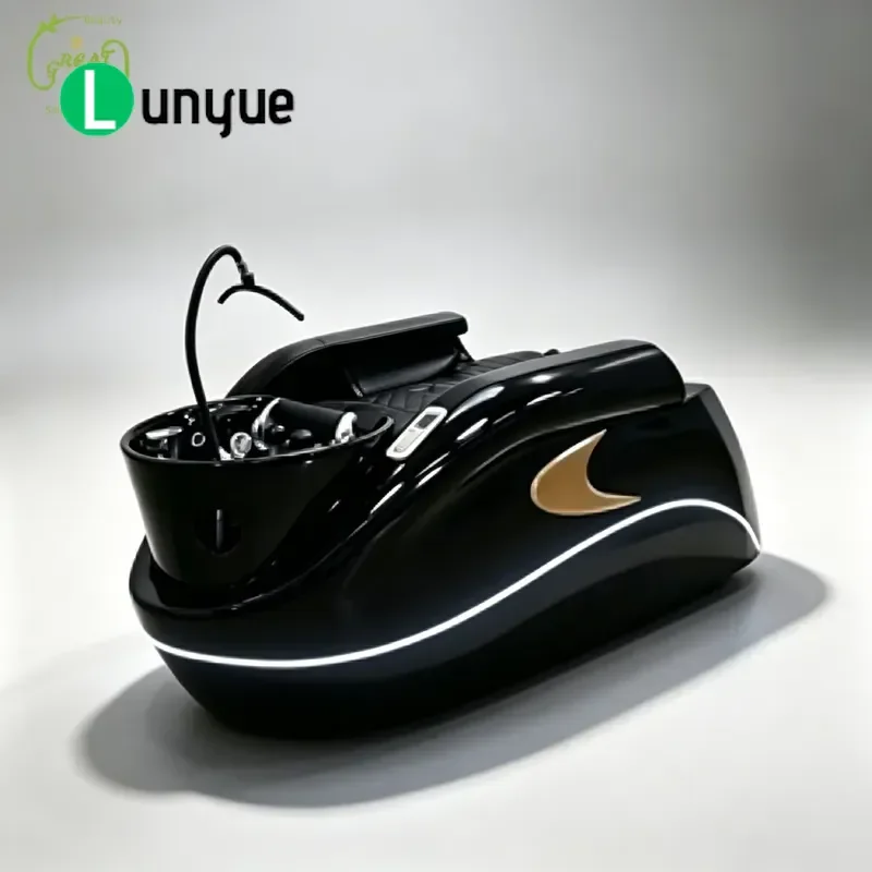 Luxury Electric Massage Shampoo Bed with LED Light for Hair Spa Barber Shop Comfortable Shampoo Chair